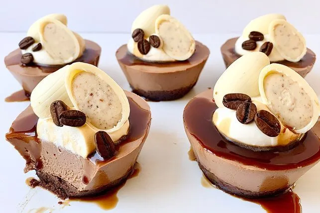 "Mini Espresso Martini Cheesecakes: Creamy mini cheesecakes with a rich espresso martini flavor"